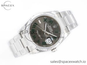 DateJust 41 126330 904L SS VSF 1:1 Best Edition Gray Dial Green Roman on Oyster Bracelet VS3235 - Image 7