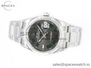 DateJust 41 126330 904L SS VSF 1:1 Best Edition Gray Dial Green Roman on Oyster Bracelet VS3235 - Image 8