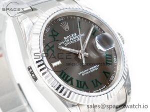 DateJust 41 126330 904L SS VSF 1:1 Best Edition Gray Dial Green Roman on Oyster Bracelet VS3235 - Image 3