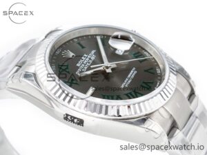 DateJust 41 126330 904L SS VSF 1:1 Best Edition Gray Dial Green Roman on Oyster Bracelet VS3235 - Image 6