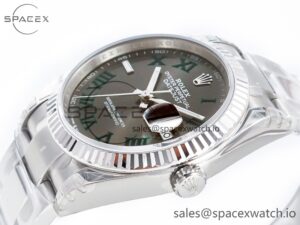 DateJust 41 126330 904L SS VSF 1:1 Best Edition Gray Dial Green Roman on Oyster Bracelet VS3235 - Image 5
