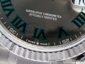 DateJust 41 126330 904L SS VSF 1:1 Best Edition Gray Dial Green Roman on Oyster Bracelet VS3235 - Image 11