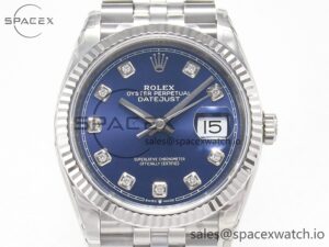 DateJust 36 SS 116234 VSF 1:1 Best Edition 904L Steel Blue Diamonds Dial on Jubilee Bracelet VS3135 - Image 2