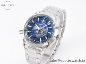 Aqua Terra 150M 43mm Worldtimer 24 VSF 1:1 Best Edition Blue Dial on SS Bracelet A8938 Super Clone - Image 4