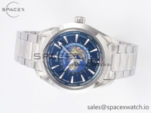 Aqua Terra 150M 43mm Worldtimer 24 VSF 1:1 Best Edition Blue Dial on SS Bracelet A8938 Super Clone - Image 8
