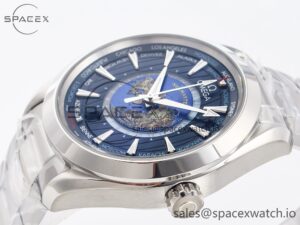 Aqua Terra 150M 43mm Worldtimer 24 VSF 1:1 Best Edition Blue Dial on SS Bracelet A8938 Super Clone - Image 5