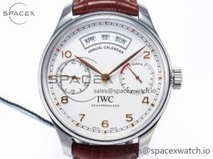 Portuguese Real PR Real Annual Calendar IW5035 ZF 1:1 Best Edition White Dial RG Markers on Brown Leather Strap A52850 - Image 2