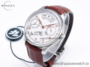 Portuguese Real PR Real Annual Calendar IW5035 ZF 1:1 Best Edition White Dial RG Markers on Brown Leather Strap A52850 - Image 4