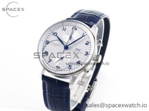 Portuguese Chrono IW371605 ZF 1:1 Best Edition White Dial on Blue Leather Strap A69355 - Image 4