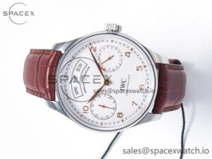 Portuguese Real PR Real Annual Calendar IW5035 ZF 1:1 Best Edition White Dial RG Markers on Brown Leather Strap A52850 - Image 8
