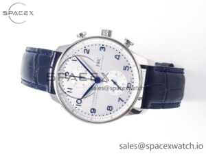 Portuguese Chrono IW371605 ZF 1:1 Best Edition White Dial on Blue Leather Strap A69355 - Image 8