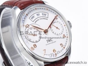 Portuguese Real PR Real Annual Calendar IW5035 ZF 1:1 Best Edition White Dial RG Markers on Brown Leather Strap A52850 - Image 3