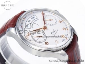 Portuguese Real PR Real Annual Calendar IW5035 ZF 1:1 Best Edition White Dial RG Markers on Brown Leather Strap A52850 - Image 6