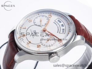 Portuguese Real PR Real Annual Calendar IW5035 ZF 1:1 Best Edition White Dial RG Markers on Brown Leather Strap A52850 - Image 5