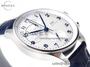 Portuguese Chrono IW371605 ZF 1:1 Best Edition White Dial on Blue Leather Strap A69355 - Image 6