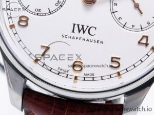 Portuguese Real PR Real Annual Calendar IW5035 ZF 1:1 Best Edition White Dial RG Markers on Brown Leather Strap A52850 - Image 12