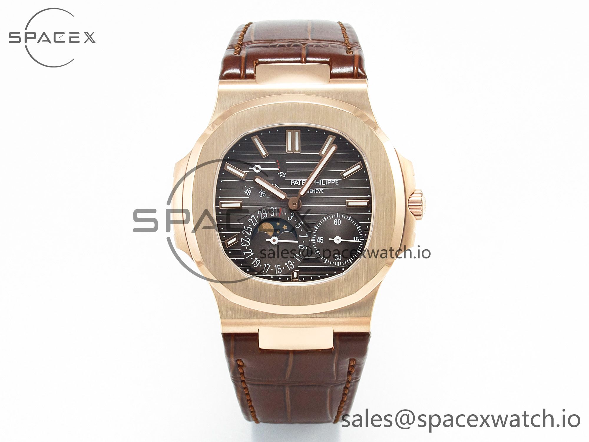 IMG_1104 拷贝 Nautilus 5712 RG PPF 1:1 Best Edition Brown Dial on Brown Leather Strap A240 Super Clone V2 - Image 1