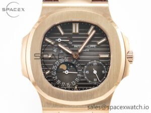 Nautilus 5712 RG PPF 1:1 Best Edition Brown Dial on Brown Leather Strap A240 Super Clone V2 - Image 2