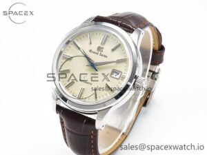 Elegance SBGR261 SS GSF 1:1 Best Edition Cream Dial on Brown Leather Strap NH34 - Image 4