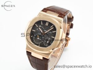 Nautilus 5712 RG PPF 1:1 Best Edition Brown Dial on Brown Leather Strap A240 Super Clone V2 - Image 4