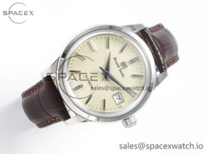 Elegance SBGR261 SS GSF 1:1 Best Edition Cream Dial on Brown Leather Strap NH34 - Image 7