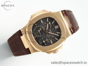 Nautilus 5712 RG PPF 1:1 Best Edition Brown Dial on Brown Leather Strap A240 Super Clone V2 - Image 7