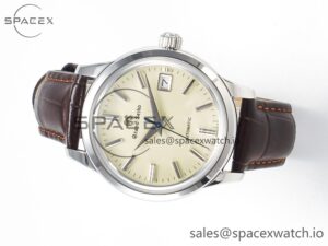 Elegance SBGR261 SS GSF 1:1 Best Edition Cream Dial on Brown Leather Strap NH34 - Image 8