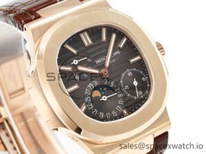Nautilus 5712 RG PPF 1:1 Best Edition Brown Dial on Brown Leather Strap A240 Super Clone V2 - Image 3