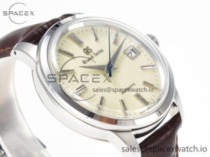 Elegance SBGR261 SS GSF 1:1 Best Edition Cream Dial on Brown Leather Strap NH34 - Image 6