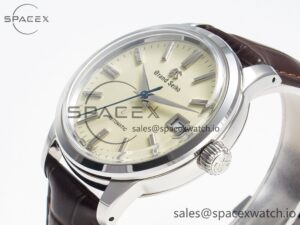 Elegance SBGR261 SS GSF 1:1 Best Edition Cream Dial on Brown Leather Strap NH34 - Image 5
