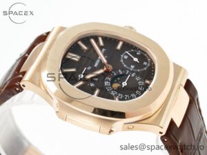 Nautilus 5712 RG PPF 1:1 Best Edition Brown Dial on Brown Leather Strap A240 Super Clone V2 - Image 6