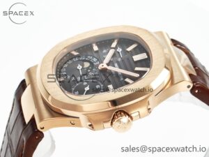 Nautilus 5712 RG PPF 1:1 Best Edition Brown Dial on Brown Leather Strap A240 Super Clone V2 - Image 5