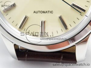 Elegance SBGR261 SS GSF 1:1 Best Edition Cream Dial on Brown Leather Strap NH34 - Image 12