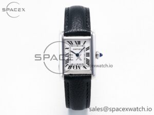 Tank Solo Ladies 28mm SS AF 1:1 Best Edition White Dial on Black Leather Strap Ronda Quartz