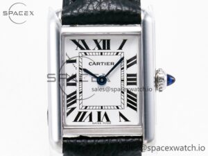 Tank Solo Ladies 28mm SS AF 1:1 Best Edition White Dial on Black Leather Strap Ronda Quartz - Image 2