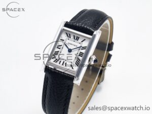 Tank Solo Ladies 28mm SS AF 1:1 Best Edition White Dial on Black Leather Strap Ronda Quartz - Image 4