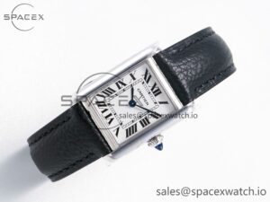 Tank Solo Ladies 28mm SS AF 1:1 Best Edition White Dial on Black Leather Strap Ronda Quartz - Image 7