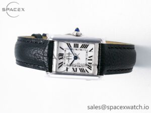 Tank Solo Ladies 28mm SS AF 1:1 Best Edition White Dial on Black Leather Strap Ronda Quartz - Image 8