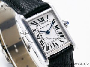 Tank Solo Ladies 28mm SS AF 1:1 Best Edition White Dial on Black Leather Strap Ronda Quartz - Image 3