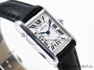 Tank Solo Ladies 28mm SS AF 1:1 Best Edition White Dial on Black Leather Strap Ronda Quartz - Image 6