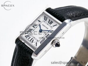 Tank Solo Ladies 28mm SS AF 1:1 Best Edition White Dial on Black Leather Strap Ronda Quartz - Image 5
