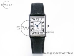 Tank Solo Ladies 33.7mm SS AF 1:1 Best Edition White Dial on Black Leather Strap Ronda Quartz
