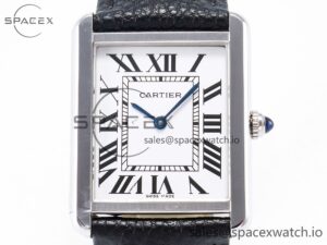 Tank Solo Ladies 33.7mm SS AF 1:1 Best Edition White Dial on Black Leather Strap Ronda Quartz - Image 2