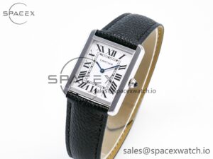 Tank Solo Ladies 33.7mm SS AF 1:1 Best Edition White Dial on Black Leather Strap Ronda Quartz - Image 4