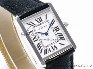 Tank Solo Ladies 33.7mm SS AF 1:1 Best Edition White Dial on Black Leather Strap Ronda Quartz - Image 3