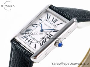 Tank Solo Ladies 33.7mm SS AF 1:1 Best Edition White Dial on Black Leather Strap Ronda Quartz - Image 5