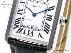 Tank Solo Ladies 33.7mm SS AF 1:1 Best Edition White Dial on Black Leather Strap Ronda Quartz - Image 10