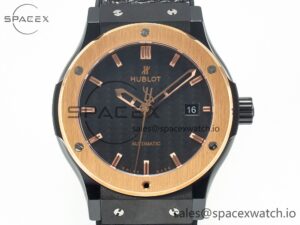 Classic Fusion 42mm Real Black Ceramic YDF 1:1 Best Edition Carbon Dial RG Bezel on Black Gummy Strap SW300 - Image 2