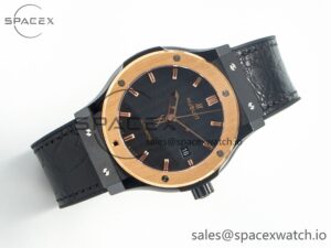 Classic Fusion 42mm Real Black Ceramic YDF 1:1 Best Edition Carbon Dial RG Bezel on Black Gummy Strap SW300 - Image 7