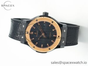 Classic Fusion 42mm Real Black Ceramic YDF 1:1 Best Edition Carbon Dial RG Bezel on Black Gummy Strap SW300 - Image 8